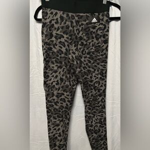 adidas Women's Leopard Print Leggings - Black & Gray